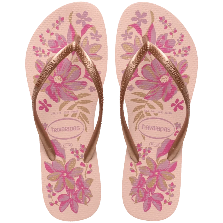 Ojota Slim Organic Rosa y Dorado Havaianas