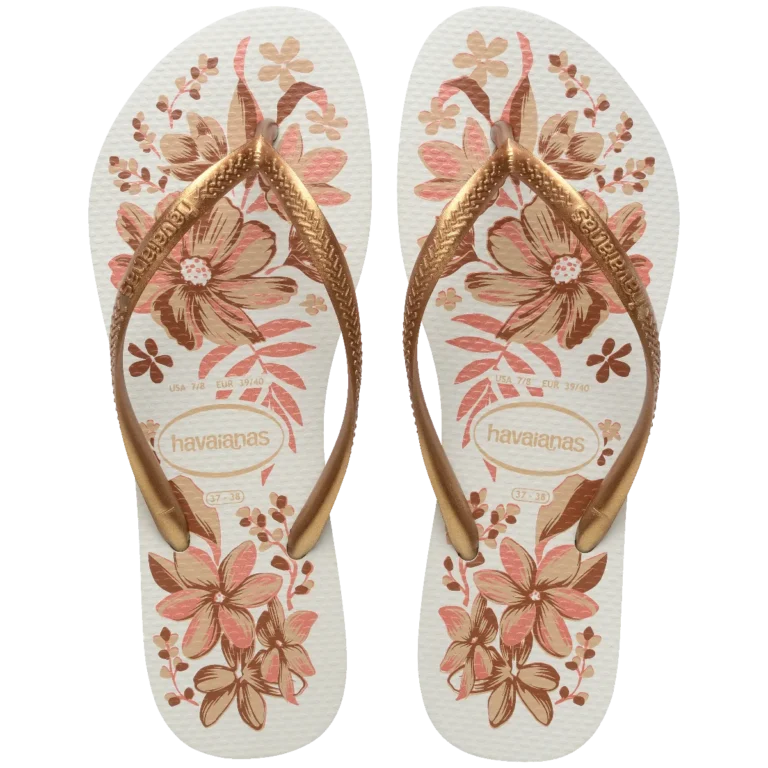 Ojota Slim Organic Blanco y Dorado Havaianas