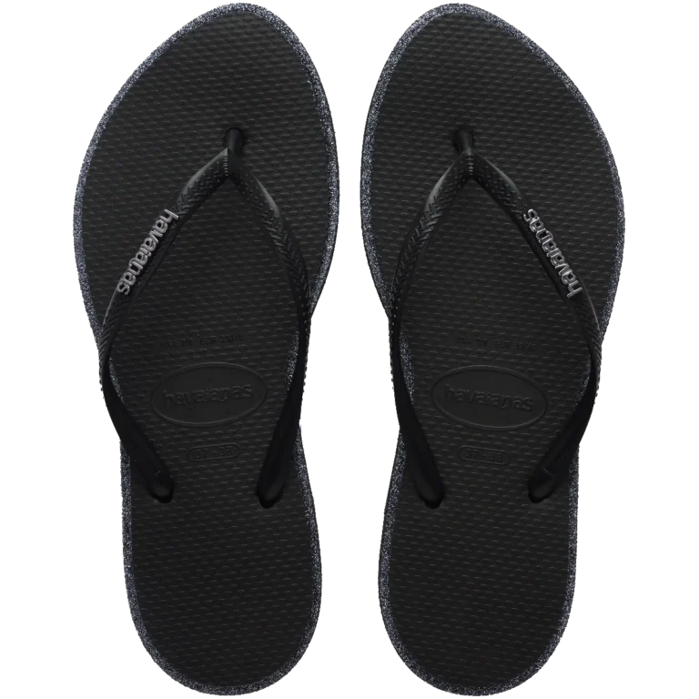 Ojota Slim Point Glitter Negro Havaianas