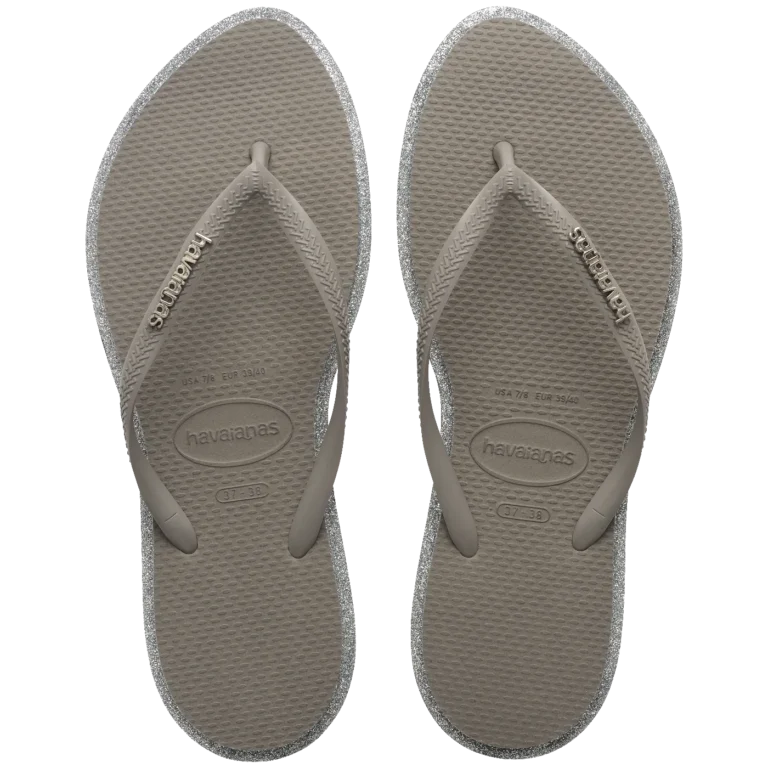 Ojota Slim Point Glitter Acero gris y Gris recife Havaianas